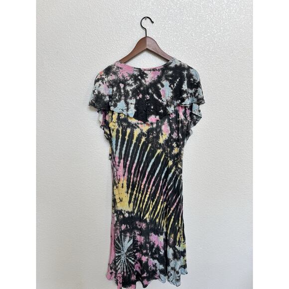 NEW Karma Circle USA black tie dye midi dress S/M stretch cape grunge beachy - Picture 6 of 6